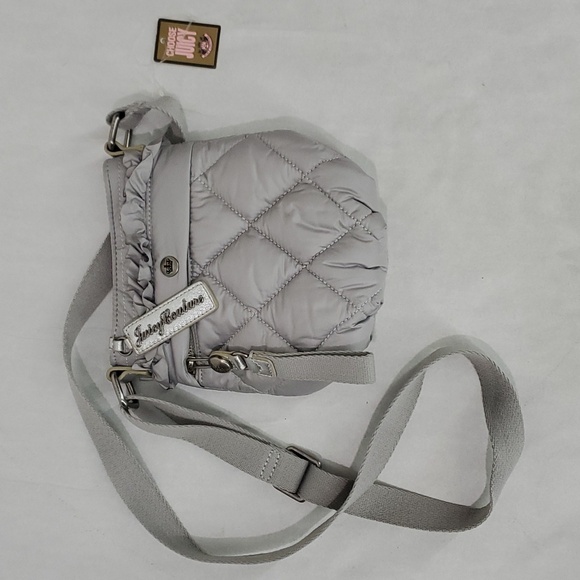 Juicy Couture Gray Nylon Quilted Swing Bag/Crossbody Bag Y2K YSRU1092 Silver NWT - Picture 9 of 16